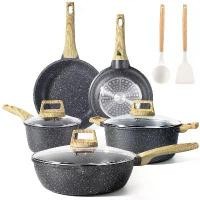 ราคา Gipp 10pcs ชุดเครื่องครัว กระทะเคลือบเซรามิคเคลือบ Non-Stick,กระทะเคลือบ Non-Stick สำหรับเตาตั้งพื้นทุกประเภท กระทะเคลือบ Non-Stick พร้อมฝาปิด กระทะ (1731789028046177964)