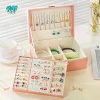 ราคา ส่งจาก กทม. กล่องใส่เครื่องประดับ กล่องเก็บเครื่องประดับ ถาด2ชั้น เก็บเครื่องประดับ หนังPU Jewelry Box (1729700743986120921)