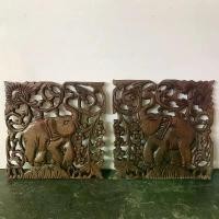 ราคา ไม้แกะสลัก แผ่นไม้แกะสลัก ไม้สัก ฉลุลายช้าง กรอบรูป ขนาด 30*30*2 ซม.สำหรับแขวนติดผนัง หรือสถานที่ต่างๆ(มี 2 แบบให้เลือก) คลังสินค้า (1731677857225213853)