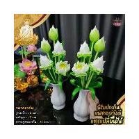 ราคา ดอกบัวประดิษฐ์ ข้างละ 5 ดอก พร้อมแจกัน ถวายบูชาหิ้งพระ โต๊ะหมู่บูชา (1729612068451485870)