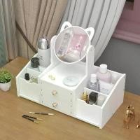 ราคา ออแกไนเซอร์แต่งหน้าสีขาว, เครื่องประดับสมัยใหม่และกล่องเก็บเครื่องสำอางพร้อมกระจก, ที่เก็บเครื่องสำอางสำหรับห้องน้ำ, โต๊ะเครื่องแป้ง, (1729597508592110452)