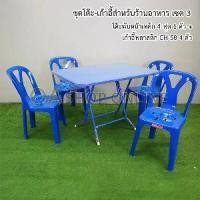 ราคา ชุดโต๊ะ-เก้าอี้สำหรับร้านอาหาร เซต 3 โต๊ะพับหน้าเหล็ก เก้าอี้พลาสติก มีพนักพิง เกรด A (1729543942086035924)