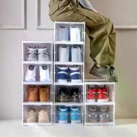 ราคา กล่องเก็บรองเท้าแบบใส ไม่ต้องติดตั้ง ตู้เก็บรองเท้าแบบหนา ลิ้นชัก-สไตล์ หลายชั้น พับได้ ชั้นวางรองเท้า (1731599390963827719)