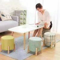 ราคา เก้าอี้สตูล & Ottoman ห้องนั่งเล่นขนาดเล็กสตูลผ้าไม้รอบสตูลห้องนั่งเล่น สตูลกลม ห้องนั่งเล่น โต๊ะกาแฟ ม้านั่งไม้ สตูลเตี้ย (1729646867427723892)