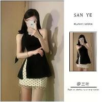 ราคา สูทผู้หญิง ฤดูร้อน 2024 มาใหม่ ดีไซน์สไตล์เกาหลี สีดำ เรียบหรู เสื้อแยก กระโปรงลายจุด แฟชั่น (1730519848387774696)