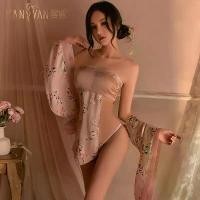 ราคา ชุดเครื่องแต่งกาย, ชุดนอนพิก, ชุดชั้นในเซ็กซี่, เสื้อเกาะอก, กระโปรงสองชิ้นซีทรู, พิมพ์ลายสไตล์ญี่ปุ่น, ชุดกิโมโนญี่ปุ่น, เหมาะสำหรับซักมือ, 9042 (1732246868811680574)