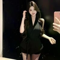 ราคา เสื้อเชิ้ต ลูกไม้ฝรั่งเศส ฤดูร้อน มาใหม่ ดีไซน์เรียบหรู เอวสลิม เสื้อแขนกุด เสื้อผูกเน็คไท (1731563454724474596)