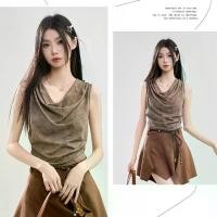 ราคา เสื้อกั๊กฤดูร้อน สไตล์อเมริกันเรโทร สาวฮอตใหม่ ดีไซน์มัดย้อม คอปก แขนกุด ดีไซน์จีบ ทรงสลิมฟิต เสื้อแขนกุด (1731973805127010557)
