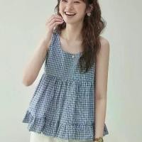 ราคา เสื้อกั๊กลายสก๊อตสไตล์เกาหลี ลายสก๊อตสีน้ำเงิน เสื้อแขนกุด เสื้อฤดูร้อนสำหรับผู้หญิง ใหม่ในปี 2568 (1731905212554184390)