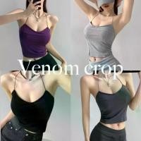 ราคา Venom crop สายเดี่ยวเซ็กซี่โชว์หลัง เสื้อคล้องคอ มีฟองน้ำในตัว ผ้ายืดใส่สบาย (1730692181567376318)
