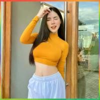ราคา เสื้อคอเต่า เสื้อครอปแขนยาว เสื้อครอป ผ้าเรยอน สไตล์คอเต่า เหมาะสำหรับผู้หญิง‼️ เสื้อเชิ้ตเรยอน ความยาว 14 นิ้ว เสื้อครอป (1732101650737170869)