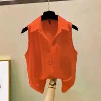 ราคา เสื้อเชิ้ต แขนกุด ผ้าชีฟอง เครป สีพื้น แฟชั่นสตรี สามารถสวมใส่นอกได้ เสื้อกั๊ก เสื้อเบลาส์อเนกประสงค์ เสื้อเชิ้ตตัวเล็ก เสื้อเชิ้ตจีบแขนยาว เสื้อคอเต่า สีฟ้า เหมาะสำหรับฤดูร้อน (1730520884983925384)