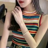 ราคา [พร้อมส่ง] เสื้อแขนกุดผู้หญิง เสื้อไหมพรมสีรุ้ง เสื้อคอเต่า เสื้อสีรุ้ง เสื้อผู้หญิง เสื้อครอป (1729609010158537094)