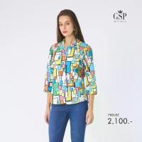 ราคา GSP Woman's shirt Pop tower เสื้อเชิ้ตผู้หญิง แขนสามส่วน สีขาว ส้ม ฟ้า PBDDWH (1731756037816682042)
