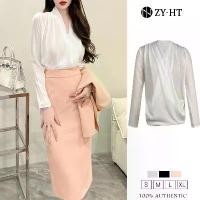 ราคา เสื้อเชิ้ตผู้หญิง แฟชั่น เสื้อทำงานผ้าซาติน เสื้อเชิ้ตสีขาว แขนยาว สไตล์เกาหลี เสื้อเบลาส์ 30019 (1731049034419177555)