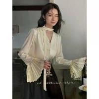 ราคา เสื้อเชิ้ตผู้หญิง เสื้อเชิ้ตผู้หญิงสีขาว เสื้อเชิ้ตผู้หญิงที่ฮิตๆ เสื้อแนวแฟรี่ เสื้อชีฟองหรูๆดูแพงผ้าแก้ว เสื้อเชิ้ต ริบบิ้น แขนยาว สำหรับผู้หญิง ดีไซน์ใหม่ต้นฤดูใบไม้ผลิ ทำจากผ (1731300152398022907)