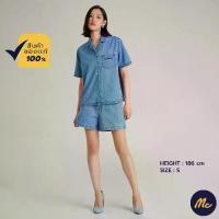ราคา Mc JEANS เสื้อเชิ้ตผู้หญิง เสื้อฮาวายแขนสั้น สียีนส์ฟอกกลาง MWSZ276 (1731790276285467095)