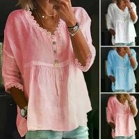 ราคา เสื้อเชิ้ตผู้หญิง คอวี แขน 3/4 ทรงหลวม ประกบลูกไม้ สีพื้น ระบายอากาศ เสื้อเชิ้ตลำลอง (1732007076285745612)