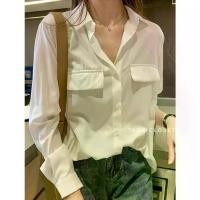 ราคา เสื้อเชิ้ตแขนยาว เสื้อเชิ้ตกระเป๋าคู่ ผ้าไหมอิตาลี เนื้อผ้านุ่ม ใส่สบาย ไม่ร้อน เสื้อเชิ้ตผู้หญิง Clothing Lady Women (1730069251490351260)