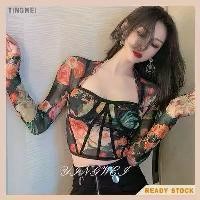 ราคา เสื้อคอเหลี่ยม เสื้อซีทรู เสื้อยืดลายดอกไม้สำหรับผู้หญิง เสื้อชั้นฐานตาข่ายด้านใน เสื้อยืดก้างปลา สั้น สลิม คอเหลี่ยม มุมมอง แฟชั่นเกาหลี ฤดูใบไม้ร่วง อเนกประสงค์ เซ็กซี่ สง่างาม ใหม่ (172977163423039