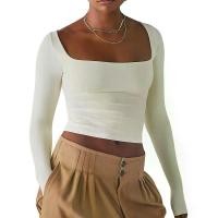 ราคา เสื้อยืดผู้หญิง แขนยาว คอเหลี่ยม สีพื้น ทรงเข้ารูป เหมาะสำหรับเสื้อสตรี (1731223540718406630)