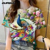 ราคา เสื้อยืดผู้หญิง ลายดอกไม้ เรียบหรู พิมพ์ลายใหญ่ ทันสมัย ดีไซน์ลายดอกไม้สวยๆ (1731417039657272541)