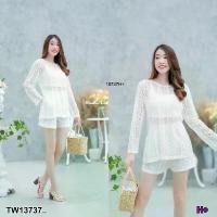 ราคา The Perfect Ladies ชุดเซ็ท SET 3 ชิ้น เสื้อสายเดี่ยว + เสื้อคลุมลูกไม้ + กางเกงลูกไม้ขาสั้น .. สีขาว (1729657989530749378)