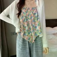 ราคา K เสื้อสายเดี่ยว เกาะอก ทรงหลวม ลายดอกไม้ เสื้อแฟชั่น ผู้หญิง (1729614386900404241)