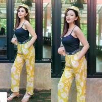 ราคา The Perfect Ladies Set เสื้อสายเดี่ยว + กางเกงลายดอก + หมวก สีเหลือง (1729550853463312834)