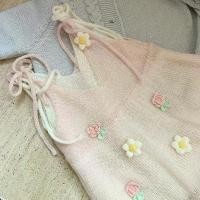 ราคา 【SALE】Pink Floral Knit Cami Dress เดรสไหมพรม ชุดกระโปรง เดรส ชุดไหมพรม เสื้อไหมพรม เสื้อสายเดี่ยว KF004 (1731882325027882482)