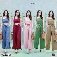 ราคา เสื้อสายเดี่ยว ทรงปล่อยใส่สบาย + กางเกงขายาวเอวยางยืดด้านหลัง มีโบว์ผูกเอว ดีเทลผ่าขาด้านข้าง มีกระเป๋าล้วงข้าง (1729594903652305804)