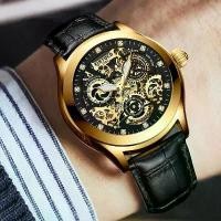 ราคา นาฬิกาข้อมือโครงกระดูกอัตโนมัติ, Kinyued, สำหรับผู้ชาย, สไตล์คลาสสิก, เรืองแสง, กันน้ำ, สายหนัง, นาฬิกา, นาฬิกาผู้ชาย (1730754185330919859)