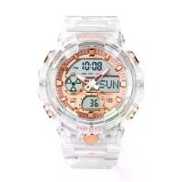 ราคา นาฬิกาอิเล็กทรอนิกส์ สำหรับเด็กและผู้ชาย สายโปร่งใส มัลติฟังก์ชั่น กันน้ำ ทันสมัย เหมาะสำหรับเล่นกีฬา นาฬิกาผู้ชายและผู้หญิง ไซต์เล็ก สีพิ้งโกล นาฬิกาcasio (1730398315666442432)