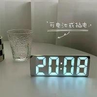 ราคา นาฬิกาตั้งโต๊ะกระจกเรืองแสง นาฬิกาตั้งโต๊ะ ตกแต่งโต๊ะ จอแสดงผล LED ดิจิตอล นาฬิกาปลุกอิเล็กทรอนิกส์ (1729967109020289035)