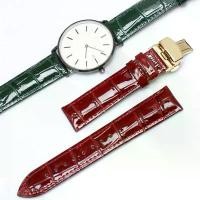 ราคา สายนาฬิกา สีเบอร์กันดี เหมาะสำหรับ Longines, Omega, Casio, Ball, Mido, MK, Fiyta, หนังสดใส, หนังแท้, ลายจระเข้, หัวเข็มขัดผีเสื้อ, อุปกรณ์เสริม (1731388855669983295)