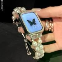 ราคา สายนาฬิกา AppleWatch S9, สร้อยข้อมือนาฬิกา Kafuu, สายนาฬิกามุก, โซ่ขั้นสูง, ทำจากโลหะ (1731017259431921727)