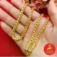 ราคา สร้อยคอลายผ่าหวายเหลี่ยมคู่ พ่นทรายตัดลายหัวจรวด ความยาว 24 นิ้ว เทียบเท่า 3 บาท ชุบทอง ทองสีเหมือนจริง งานสวย พร้อมส่ง (1731194719197366164)