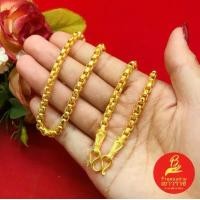 ราคา สร้อยคอลายผ่าหวายมนพ่นทรายตัดลายหัวจรวด ความยาว 24 นิ้ว เทียบเท่า 3 บาท ชุบทอง ใส่แทนของจริงได้ สีสวยเหมือนจริง พร้อมส่ง (1731159578255330196)