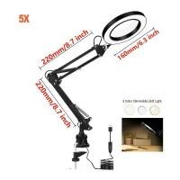ราคา โคมไฟตั้งโต๊ะ ไฟอ่านหนังสือ กำลังขยาย 10 เท่า โคมไฟแว่นขยาย คลิปแว่นขยาย 10x ไฟ LED แบบหนีบโต๊ะ แบบพับได้ ปรับความสว่างได้ แว่นขยาย สำหรับห้องงาน ห้องนอน ศึกษาการทำงาน โคมไฟตั้งโต๊ะ DeskLamp (17323079