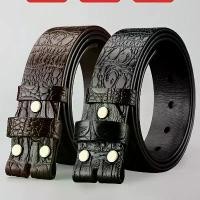 ราคา เข็มขัดผู้ชาย หนังเทียมแท้ เนื้อลายนูนจระเข้สีดำ ปรับขนาดได้ ไม่มีหัวเข็มขัด มีสไตล์และทนทาน เหมาะสำหรับชุดลำลอง เข็มขัดแฟชั่นอเนกประสงค์ เข็มขัดไม่มีหัวเข็มขัด เข็มขัดหนังเทียมแท้ (173162610787519815