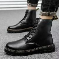 ราคา รองเท้าบูทหนังผู้ชาย ท็อปสูง แฟชั่น รองเท้าบูทหุ้มข้อ สไตล์มอเตอร์ไซค์ เหมาะสำหรับฤดูหนาว รองเท้าผู้ชาย ผูกเชือก Botas Hombre (1732193113351752220)
