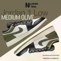 ราคา Nike Air Jordan 1 Low Black Toe "Medium Olive" 553558-092 553560-092 ของเเท้ 100% รองเท้าลำลอง รองเท้าผู้ชาย (1730988168559889291)