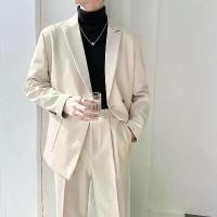 ราคา JF เสื้อสูทผู้ชาย สูทผู้ชาย สูทเกาหลีชาย Blazer Men สื้อสูทสไตล์เกชาย สูทผู้ชายเท่ๆ เสื้อสูทชาย 2022 ชุดสูทสีเบจผู้ชาย สูทลำลองผู้ชาย เสื้อหลวม สูท (1731876851917031395)
