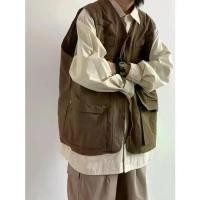 ราคา เสื้อกั๊กผู้ชาย ชุดทำงานหลายกระเป๋า สไตล์วินเทจ เสื้อแจ็คเก็ตแขนกุด (1729967146165897758)