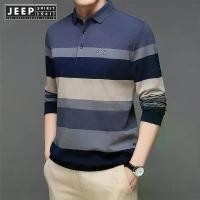 ราคา เสื้อโปโลผู้ชาย JEEP SPIRIT แขนยาว เหมาะสำหรับชายวัยกลางคนและเยาวชน เสื้อผ้าฤดูใบไม้ร่วง คอปก เสื้อยืดลายทาง สินค้าใหม่สำหรับฤดูใบไม้ผลิและฤดูใบไม้ร่วง Shirt สุภาพบุรุษ Man Polo Clothing เสื้อ ชาย (17