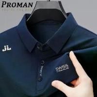 ราคา เสื้อโปโลผู้ชาย ProMan แขนสั้น สไตล์ธุรกิจ หลากสี ทำจากผ้าไหมน้ำแข็ง ระบายอากาศ ครึ่งแขน เสื้อลำลอง ปก เหมาะสำหรับฤดูร้อน สีฟ้า/ดำ เสื้อยืด ทรงกล่อง ปัก เหมาะสำหรับผู้ชาย (1731877111957980357)
