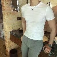 ราคา เสื้อยืดแขนสั้นทรงสลิมฟิต สไตล์ซัมเมอร์ สไตล์เกาหลี คอกลม รัดรูป ยืดได้ ขาวดำ เสื้อกล้ามผู้ชาย สีพื้น เสื้อครึ่งแขน (1731538121298838535)