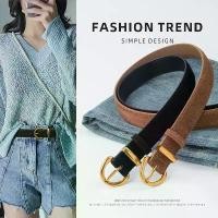 ราคา เข็มขัดผู้หญิง หนังนิ่ม หนังแท้ ตกแต่ง เข็มขัดกระโปรง สไตล์วินเทจ หนังวัว สีดำ สไตล์ Ins เหมาะสำหรับกางเกงยีนส์ (1731902682635077873)