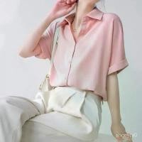 ราคา เสื้อชีฟองแขนสั้น ญี่ปุ่นป่า ฤดูร้อน หลวม อาชีพอารมณ์ เสื้อชีฟองผู้หญิง ชุดเสื้อ ขายดี (1731917435203978786)