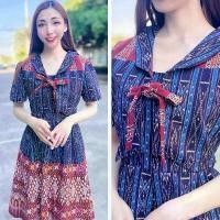 ราคา ชุด2in1 มีซิปหลังและสม็อคหลัง เดรสสีกรมท่าสลับแดง ผูกโบว์ที่ช่วงบน เดรส Dress เสื้อผ้าผู้หญิง ชุดกระโปรง เสื้อผ้าแฟชั่น เดรสน่ารัก เดรสทำงาน ผ้าไทย ชุดผ้าไทย เดรสแฟชั่น ชุดทำงาน (1731456981997620191)